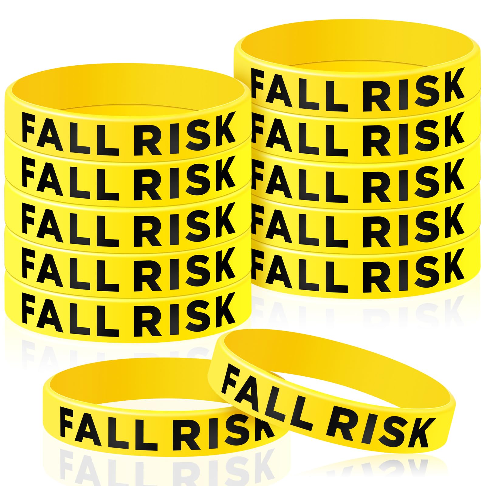 Sumind 12 Pack Fall Risk Bracelet, Emergency Alert Wristband,Yellow