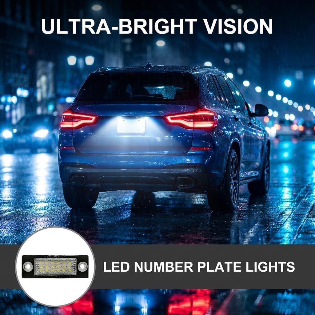 1 Pair of LED Number Plate Lights for VW T5 Caddy Mk3 Golf Plus Mk5 Jetta Mk5 Passat Saloon 3bg Passat Variant 3C B6 Skoda, Xenon White 6000K Waterproof Plug & Play image 4