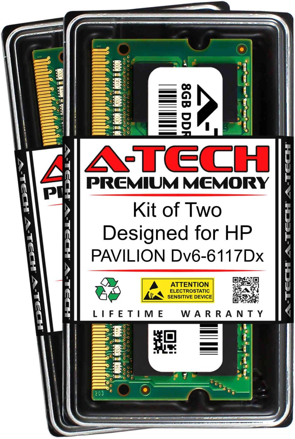 A-Tech 16GB (2 x 8GB) RAM for HP Pavilion DV6-6117DX | DDR3 1600MHz SODIMM PC3-12800 204-Pin Non-ECC Memory Upgrade Kit