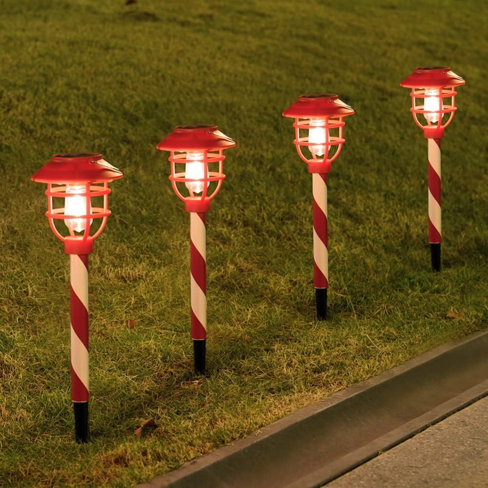 CHINZIMEI Christmas Solar Landscape Pathway Lights,4 Pack Outdoor Solar Pathway Lights Christmas
