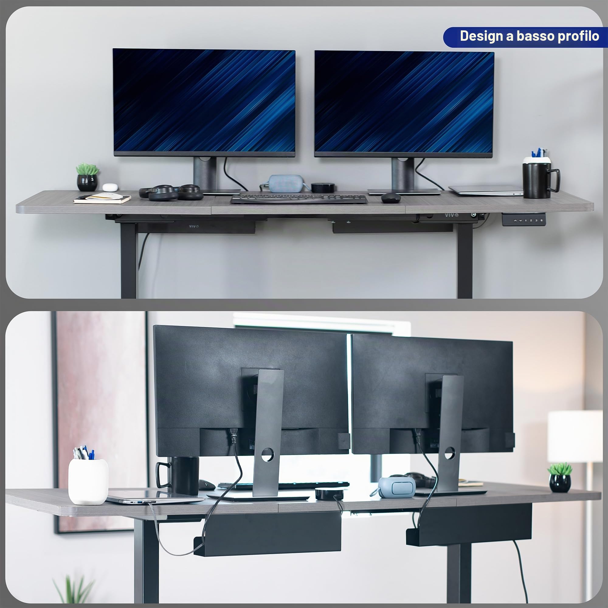 VIVO Under Desk DESK-AC06-2C - Vassoi per la gestione dei cavi, 42 cm, porta ciabatte, organizer per cavi per ufficio e casa, nero, confezione da 2