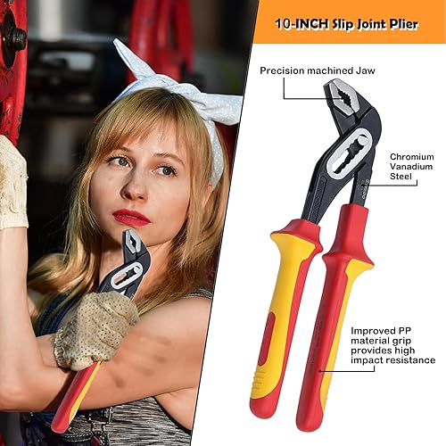 Miniatura 11 de WEDO Juego de 3 alicates aislados, VED 1000V Kit de alicates para electricista, alicates Lineman de 8 pulgadas, alicates de punta de aguja larga