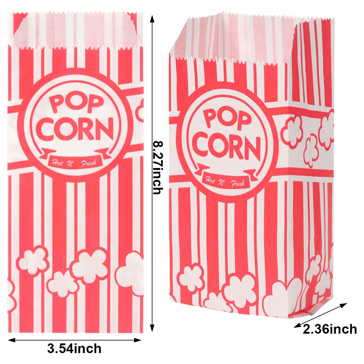300 Stück Popcorn-Tüten, 28 g, 60 g/m², fettdicht, Papier-Popcornbeutel, Großpackung für Party, einzelne Portionen für Popcorn-Maschinen, Filmabende, Party und Takeout