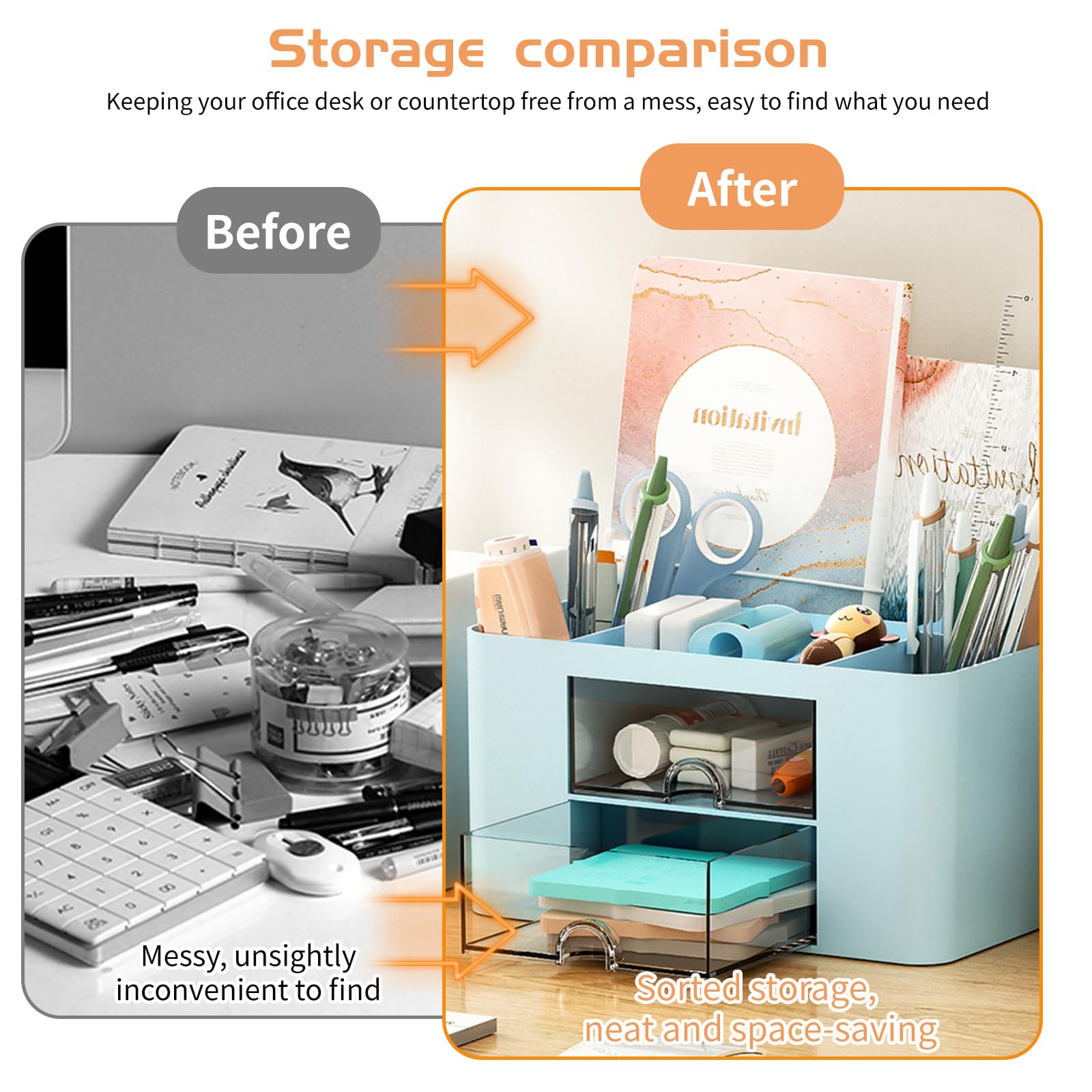 Cayxenful Desk Organiser 2 Drawers - Image 4