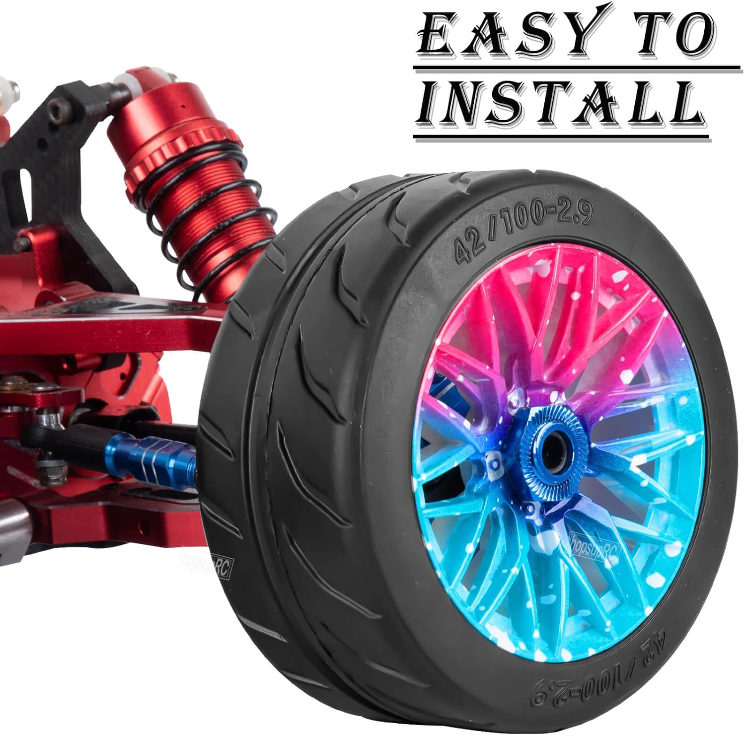 RC Tires Wheels for 1/7 Infraction 6S BLX,1/8 Typhon 6S BLX,Limitless,Rubber Highway Wheels Soft Tires Truck Tire Highway Tires,4PCS Colour