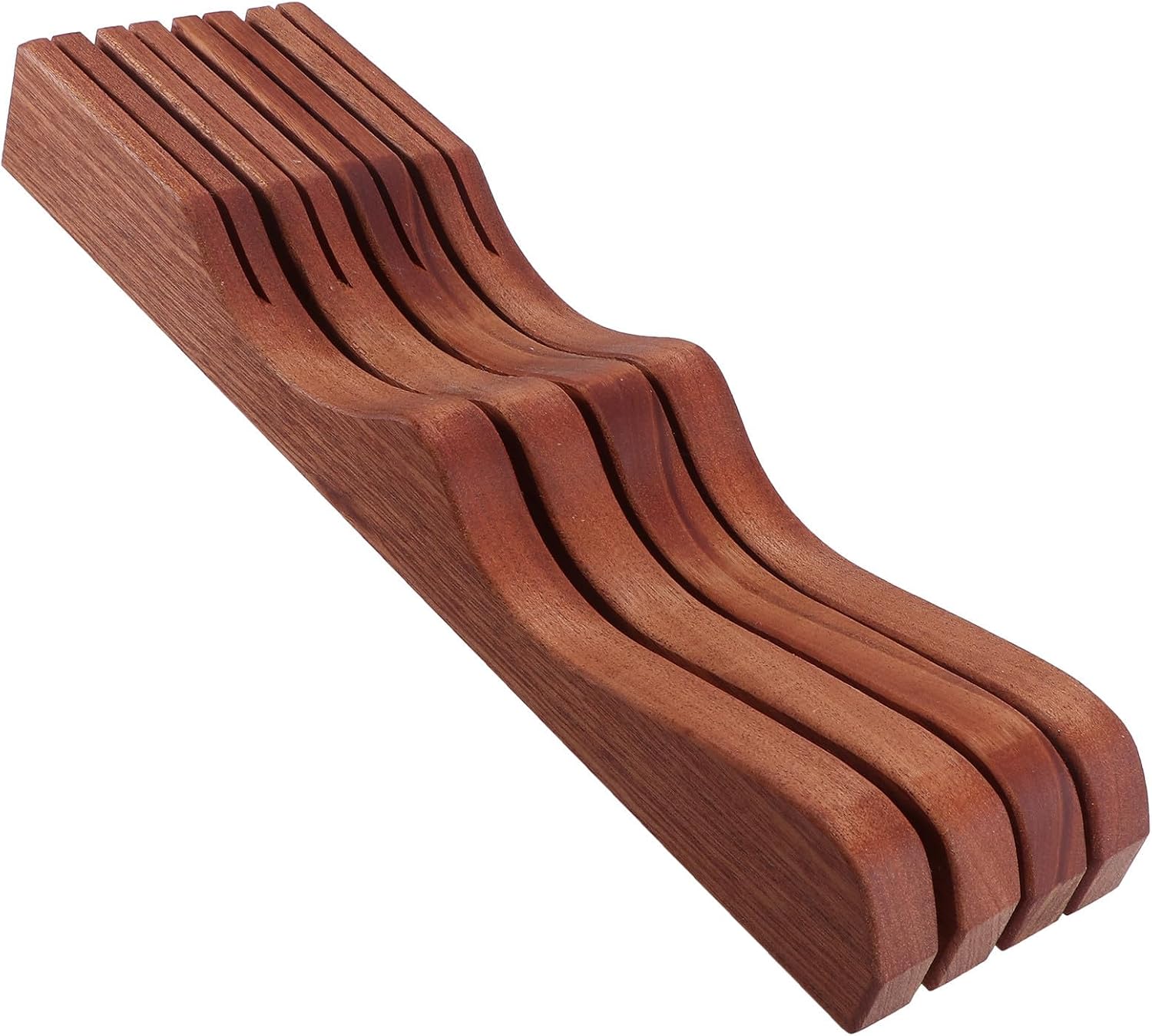 Retro Wooden Knife Block with Divided Slots for Kitchen Countertop