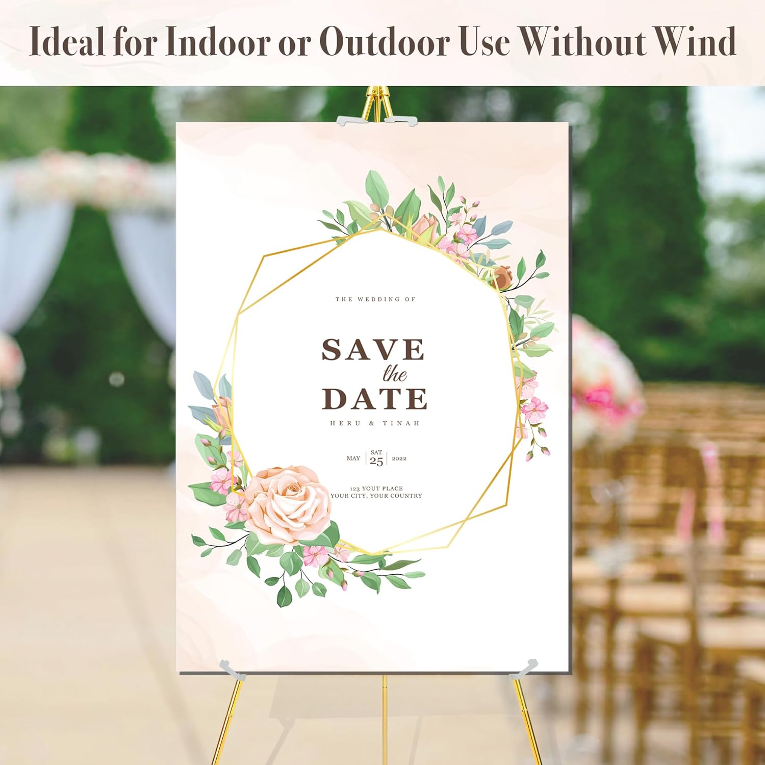 Easel Stand for Sign 63'' Art Easels for Display Wedding Welcome Poster Stand Portable Floor Metal Easel Gold 2 Pack