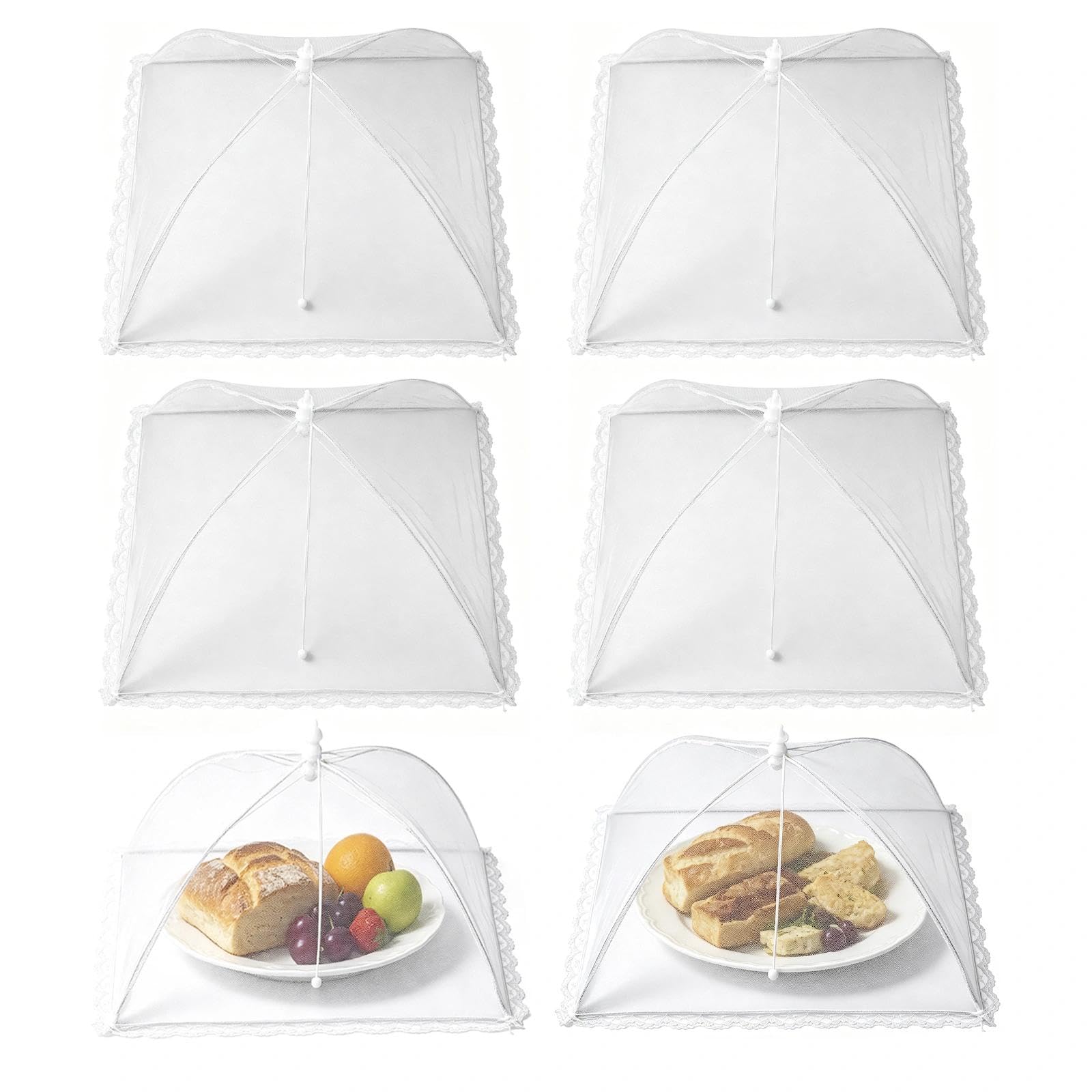 6 Pack Collapsible Mesh Food Covers, Reusable and Collapsible Outdoor Food Cover for Outdoor Camping Picnics Parties BBQ to Keep Out Flies Bugs Mosquitoes