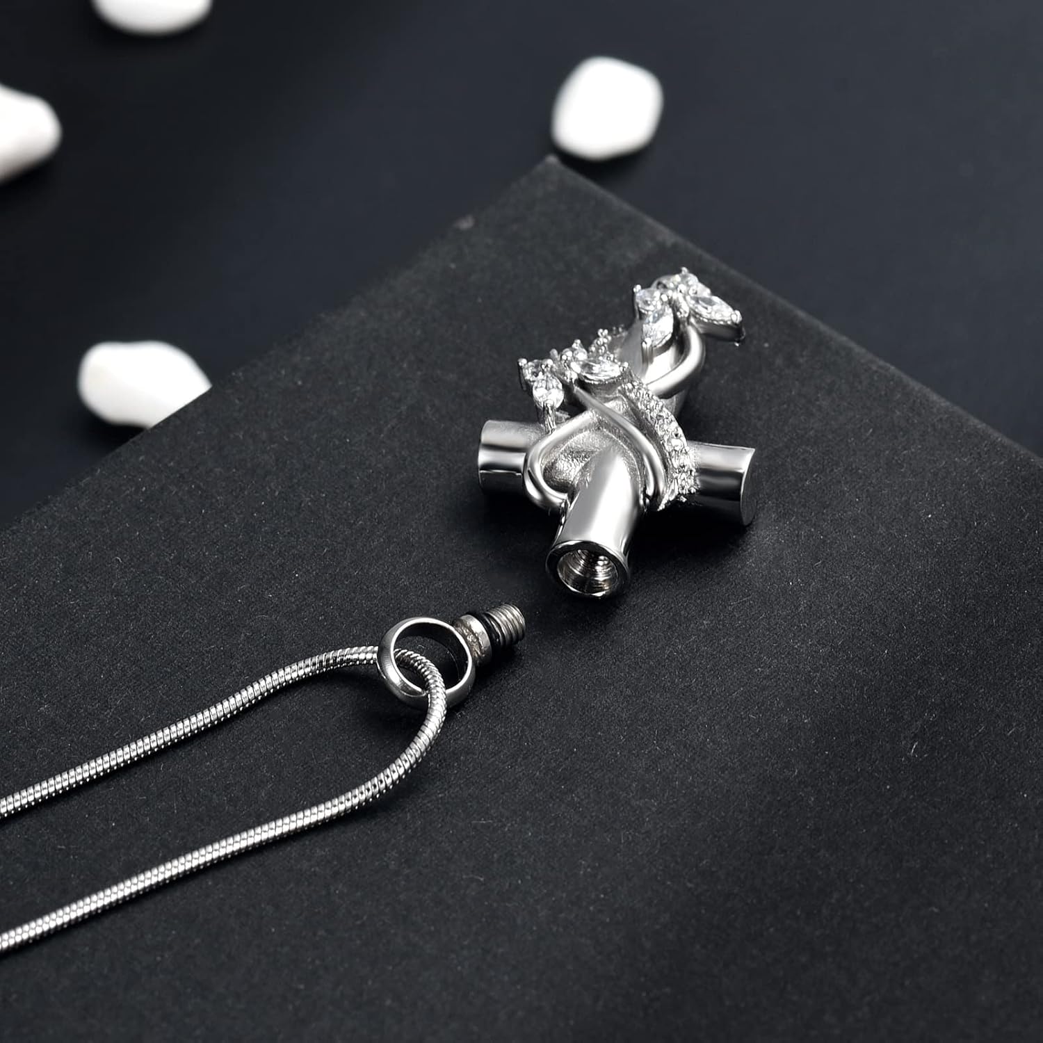 Urn Necklaces for Ashes Butterfly Cremation Jewelry for Ashes for Human Cross with Crystal Butterfly Memorial Ash Pendant Keepsake Jewelry Gifts for Loss of Loved One - Image 6