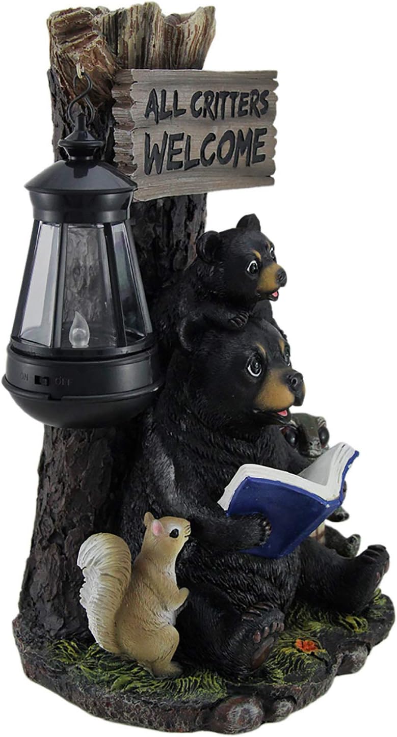 Zeckos Little Critters Reading Bears Welcome Statue W/Solar LED Lantern