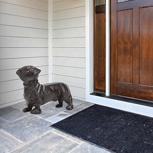 Miniatura 7 de BRASSTAR Cabeza giratoria de hierro fundido para mirar al perro salchicha estatua de mascota pisapapeles lindo cachorro estatuilla regalo jardín