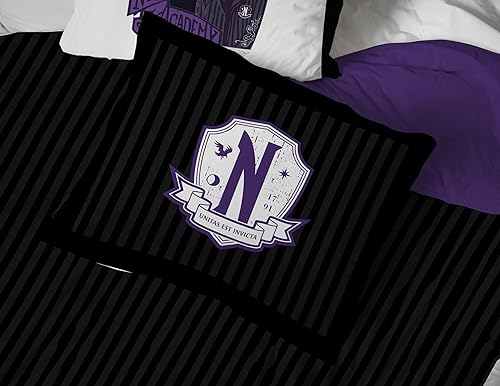 Miniatura 6 de Wednesday Addams - Juego de edredón tamaño matrimonial, ropa de cama de 7 piezas, incluye juego de sábanas y fundas de almohada, ropa de cama súper