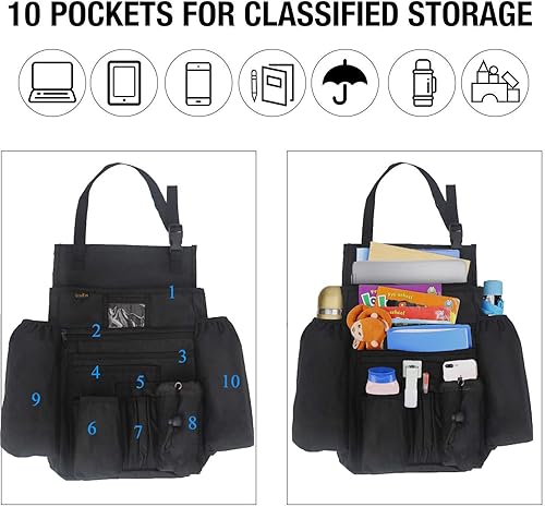 Miniatura 3 de Organizador de asiento delantero, organizador de archivos de asiento de pasajero con soporte dedicado para laptop, tableta, portavasos para