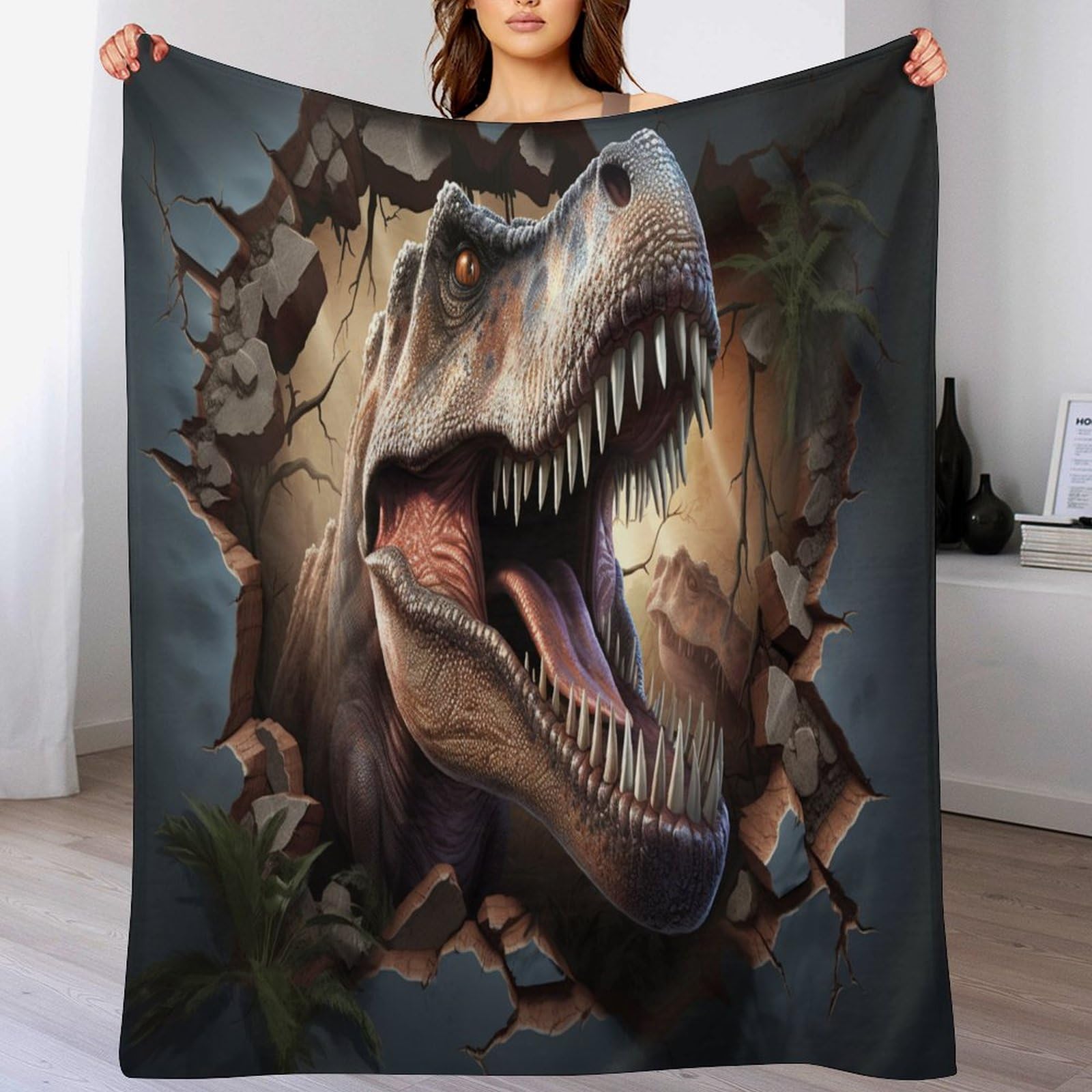 Couverture Tyrannosaurus Rex douce et chaude, grand plaid moelleux en flanelle