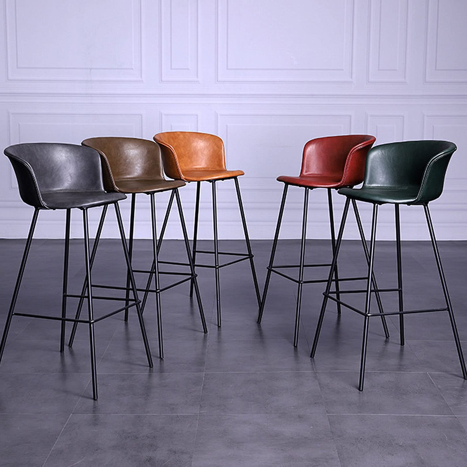 Tabourets de bar en cuir synthétique avec repose-pieds, capacité de 150 kg