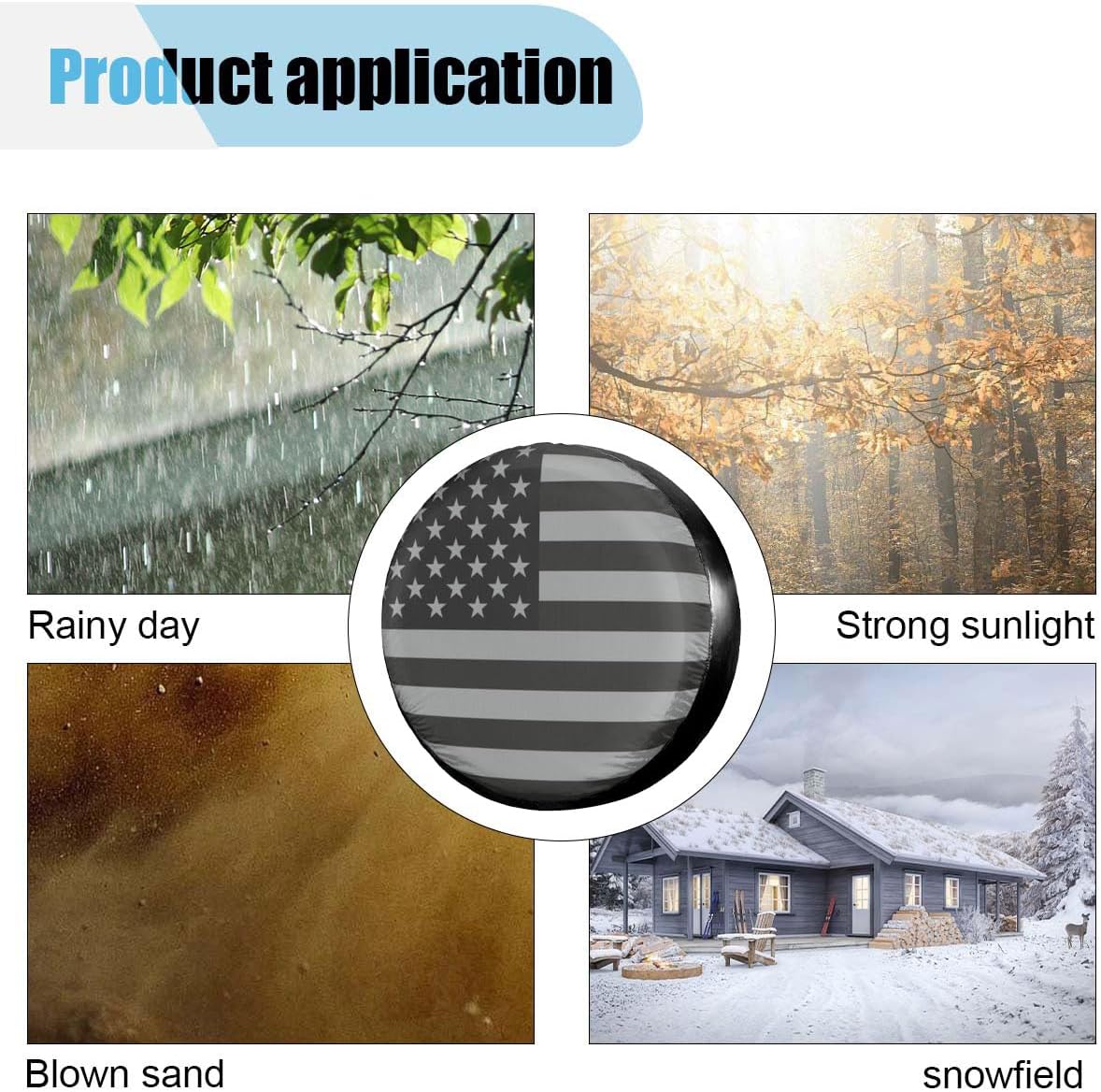 Spare Tire Cover for RV Trailer, 15 Inch Dustproof Leather Wheel Cover for Tire Diameter 27"-29", Waterproof American USA Flag Spare Tire Cover Protection for Truck, Trailer, RV, SUV, Camper (15in)