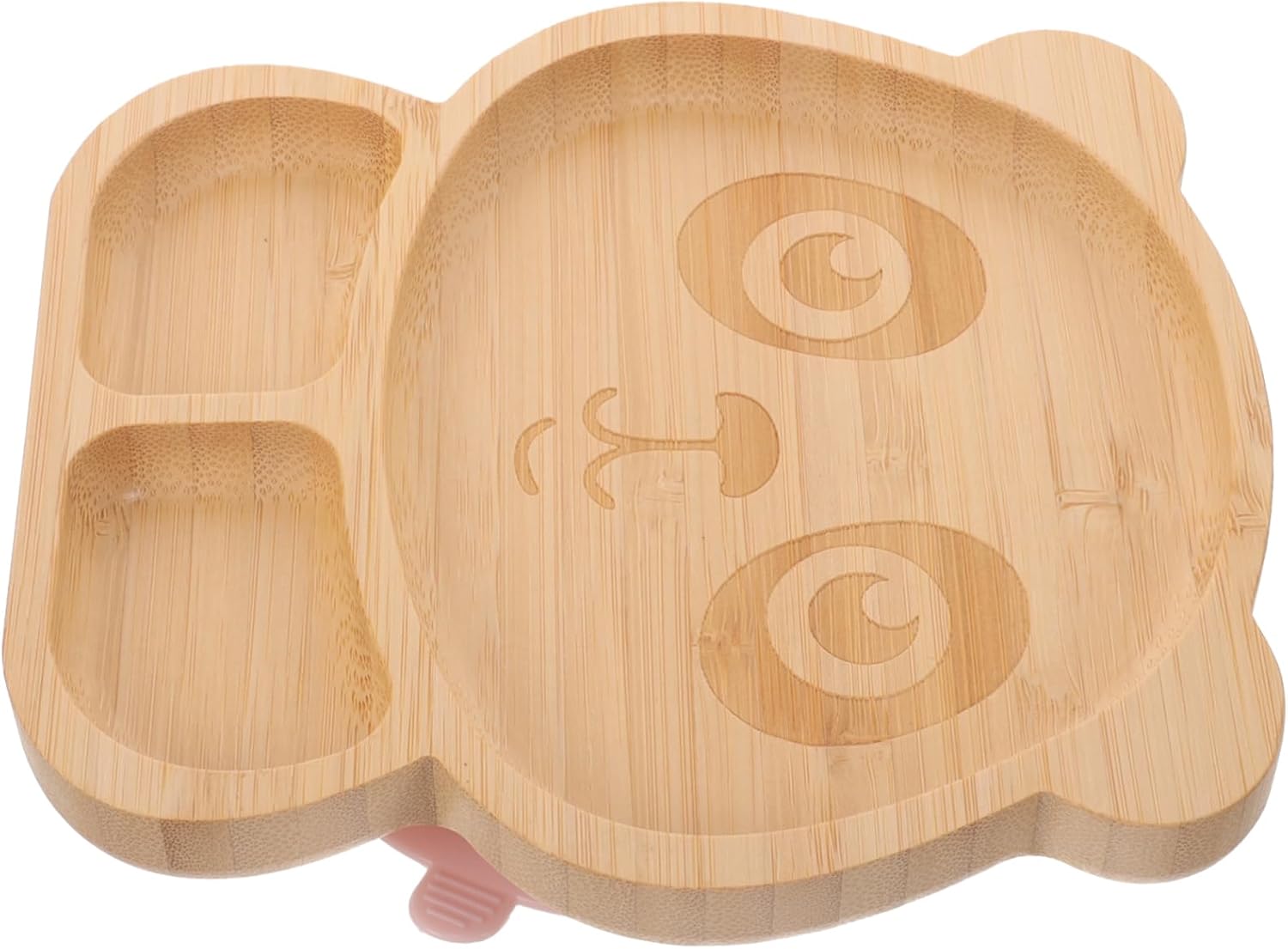 ORFOFE Wood Divided Plate Cute Panda Design Cup Easy to Clean Tray for Mealtime Includes Fork and Spoon for Boys and Girls Dining