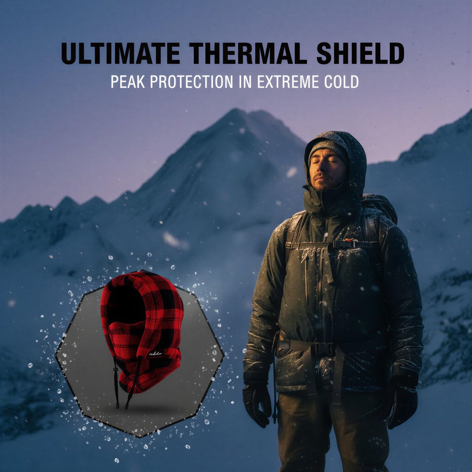 Cagoule d'hiver à Carreaux, Taille Unique en Polaire Thermique, Couvre Visage et Cou, Capuche écharpe en Polyester Coupe Vent, Doublure pour Casque de Ski, vélo, Snowboard et activités extérieures