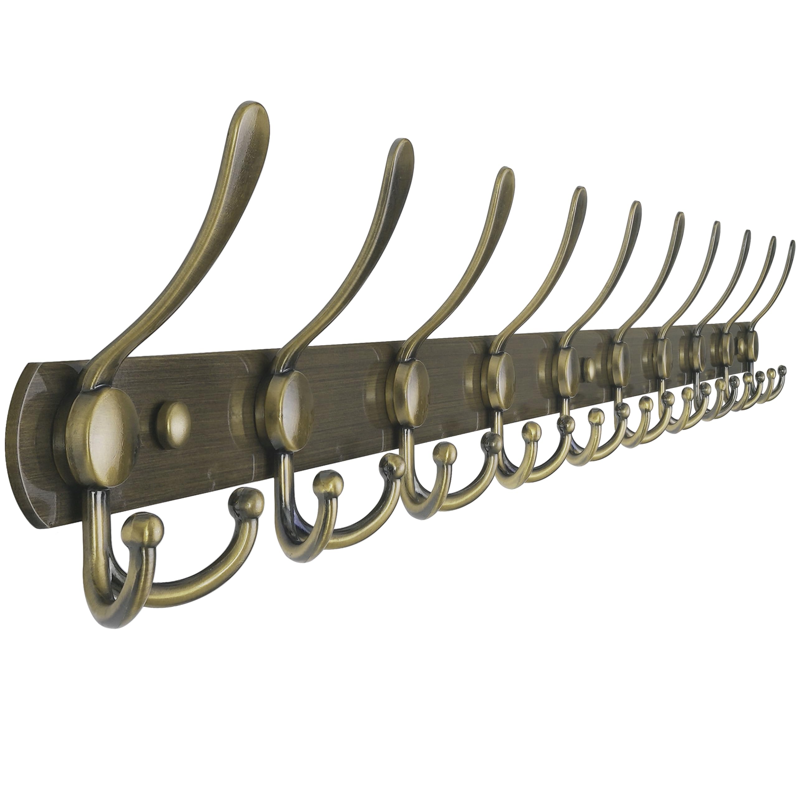 Dseap Bronze Wall Mounted Coat Rack - 96Cm Long 10 Tri Hooks, Heavy Duty Stainless Steel Metal Coat Hanger Rail Wall Hooks For Coats Hats Clothing Clothes Purse Mudroom Entryway,