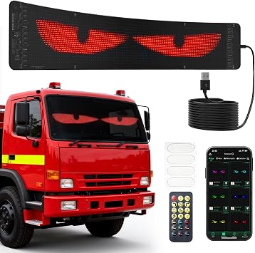 SIBI LIGHTING LED gözler, 12 x 60 cm Devil Eyes LED gösterge, uzaktan kumandalı ve Bluetooth uygulamalı, kendin yap programlanabilir, esnek LED kayan yazı, otomobil, kamyon, reklam, parti dekorasyonu
