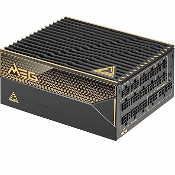 MSI MEG Ai1600T PCIE5 Power Supply Unit, 1600W, 80 Plus Titanium, ATX 3.1, PCIe 5.1 GPU Support, Dual-Native 12V-2x6, Cables with Dual-Color 12V-2x6 connectors, ATX PSU, Braided Cable