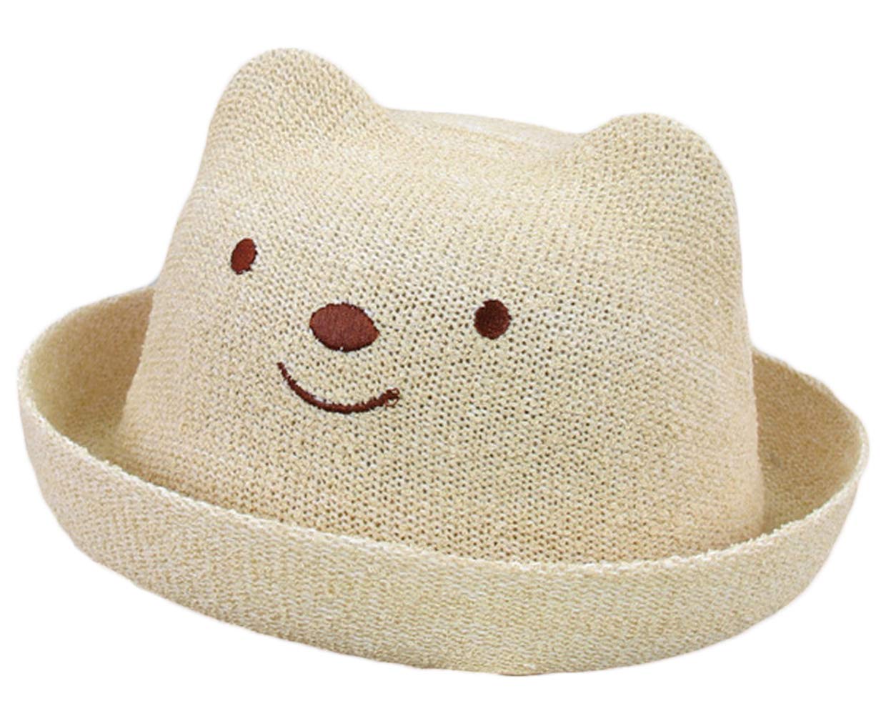 SAMGU Bebé Niños Niñas Dibujos Animados Oso Lindo Sol Sombrero de Paja Roll up Gorras para Sol De Verano