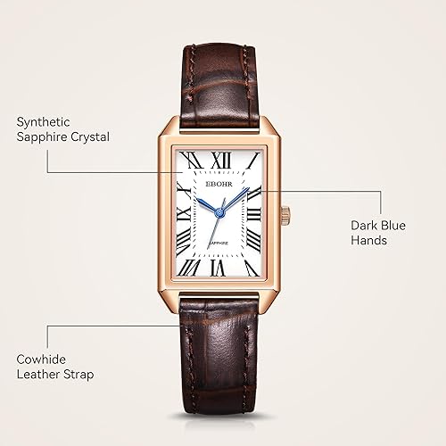 Miniatura 3 de Reloj clásico de cuarzo para mujer, elegante y resistente, con correa de piel de vacuno, perfecto para cualquier ocasión