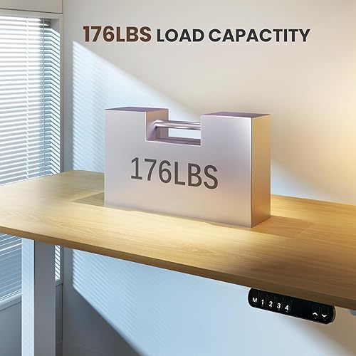 Miniatura 6 de Escritorio eléctrico de pie ajustable, escritorio de 48 x 24 pulgadas, escritorio de altura ajustable con 4 ajustes preestablecidos de memoria para