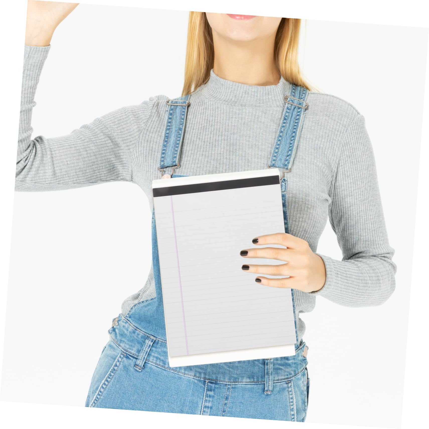 HOMSFOU Blocco Appunti Formato Legale A4, 4 Pezzi, Carta Bianca a Righe Larghe, Supporto Rigido, Strappo Facile per Ufficio e Scuola