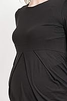 Vista 20 de LaClef - Blusa de maternidad para mujer, cuello redondo, manga 3/4, plisada al frente, estilo peplum Cuadros marrones