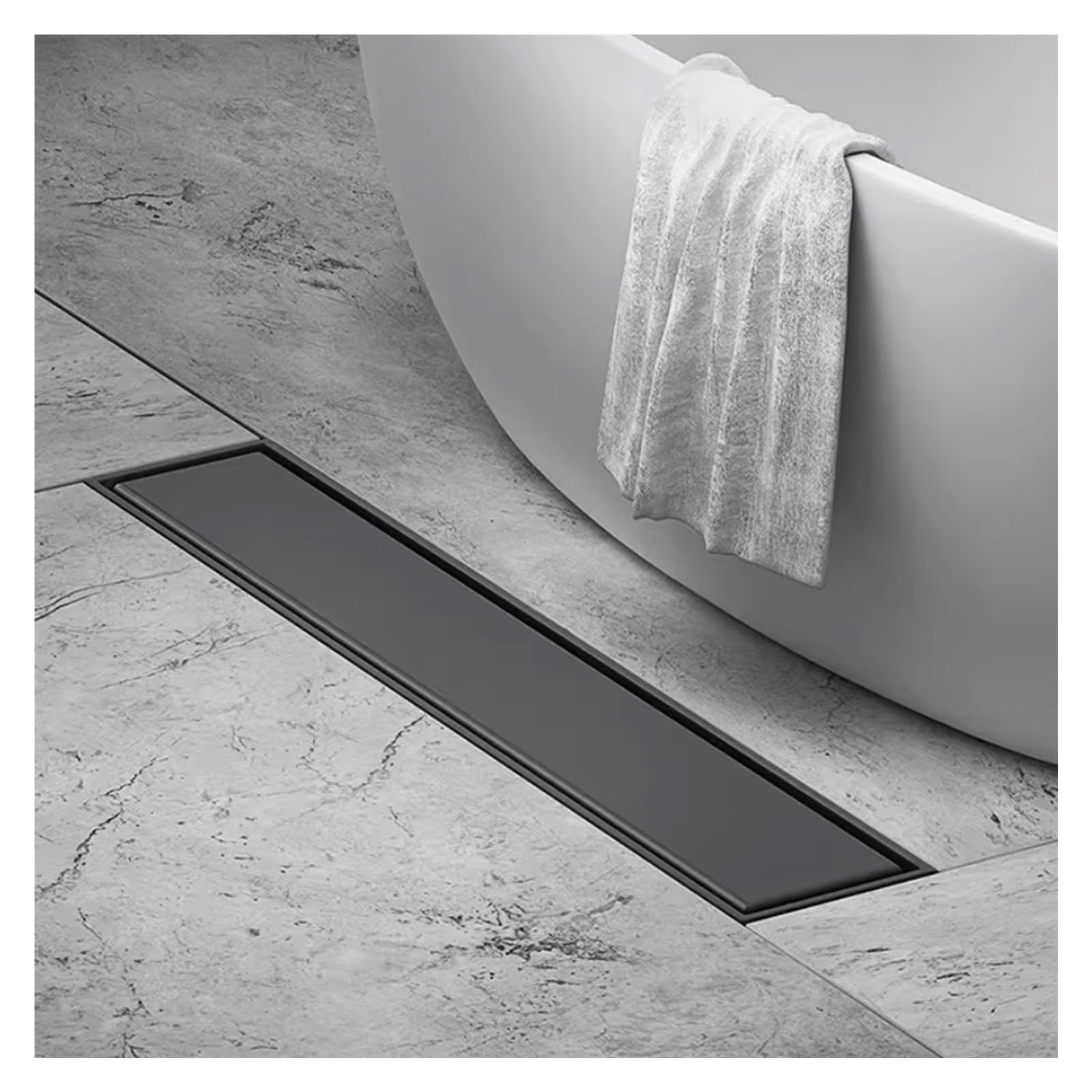 Desagüe de Suelo Invisible Desagüe De Suelo De Tira Larga Antiobstrucción, Desagüe De Suelo Invisible Acero Inoxidable Drenaje Rápido Y Fácil De Limpiar(Gray,L 39 2/5 in(100cm))
