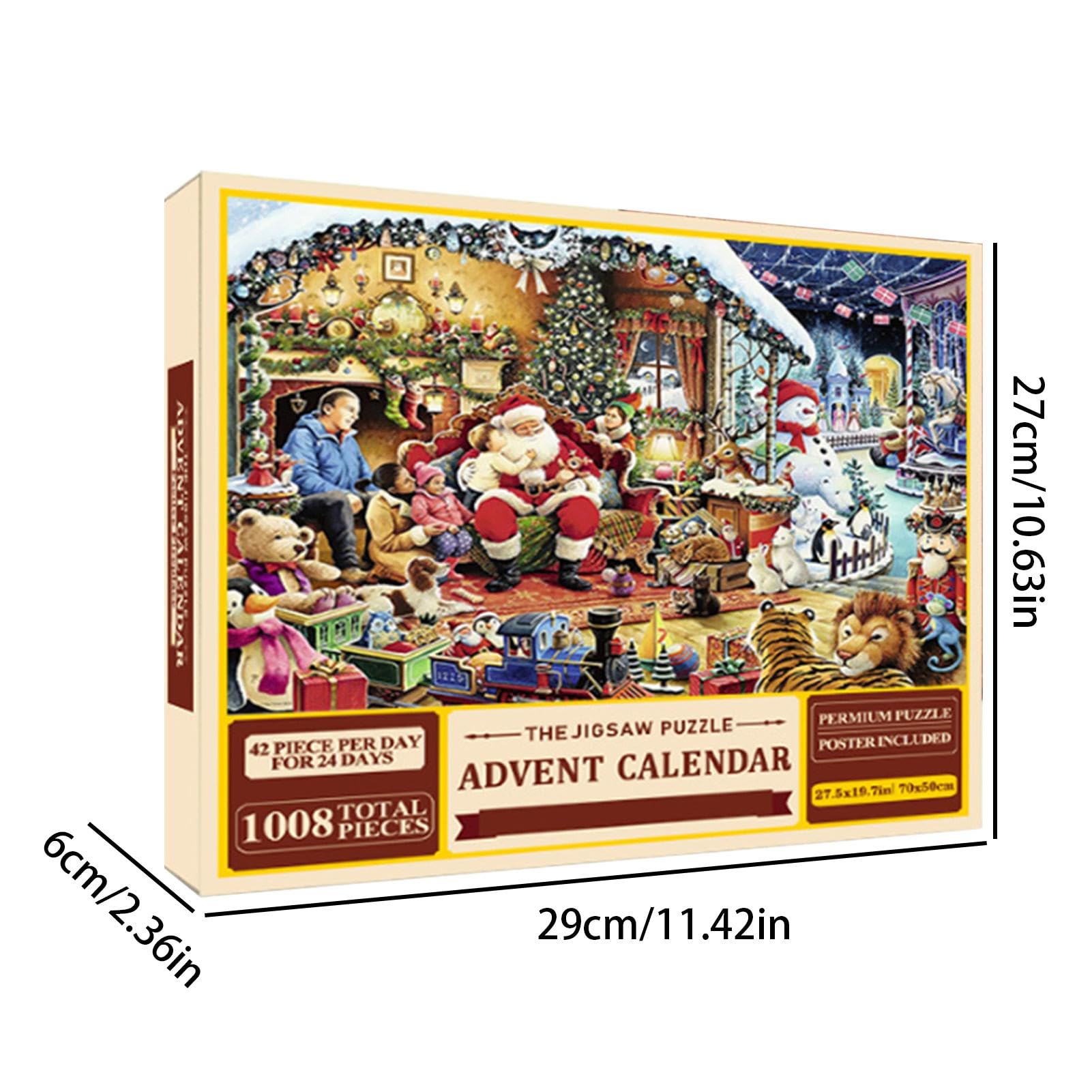 Adventskalender Puzzle 2024 – 1008 Teile, 24 Nummerierte Schachteln, Weihnachtsmotiv