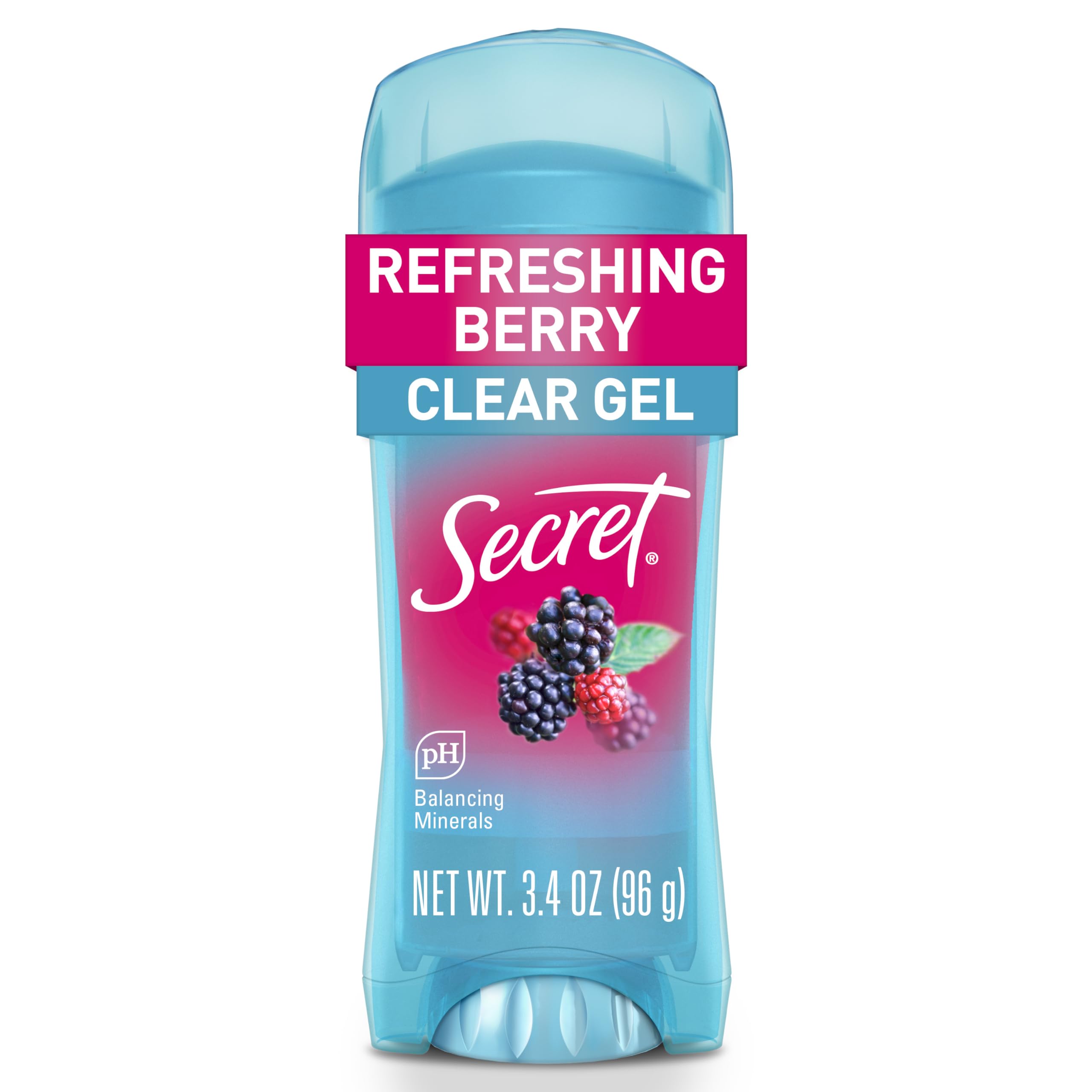 Secret Fresh Antiperspirant Deodorant for Women, 72hr Breathable Sweat & Odor Protection, Instant Freshness & Gentle, PH Balancing Minerals, Clear Gel, Refreshing Berry Scent, 3.4 oz