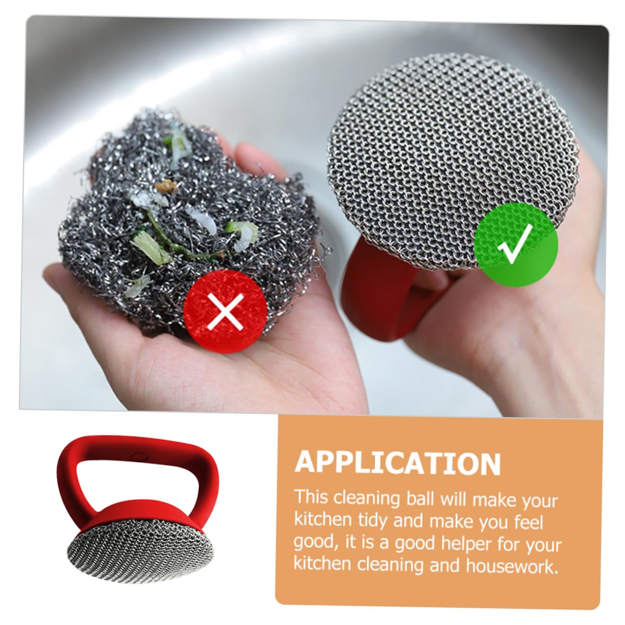 POPETPOP Cepillo de Malla Metálica para Ollas y Sartenes con Mango Ergonómico Diseño con Asa para Colgar para Limpieza Profunda de Utensilios de Cocina