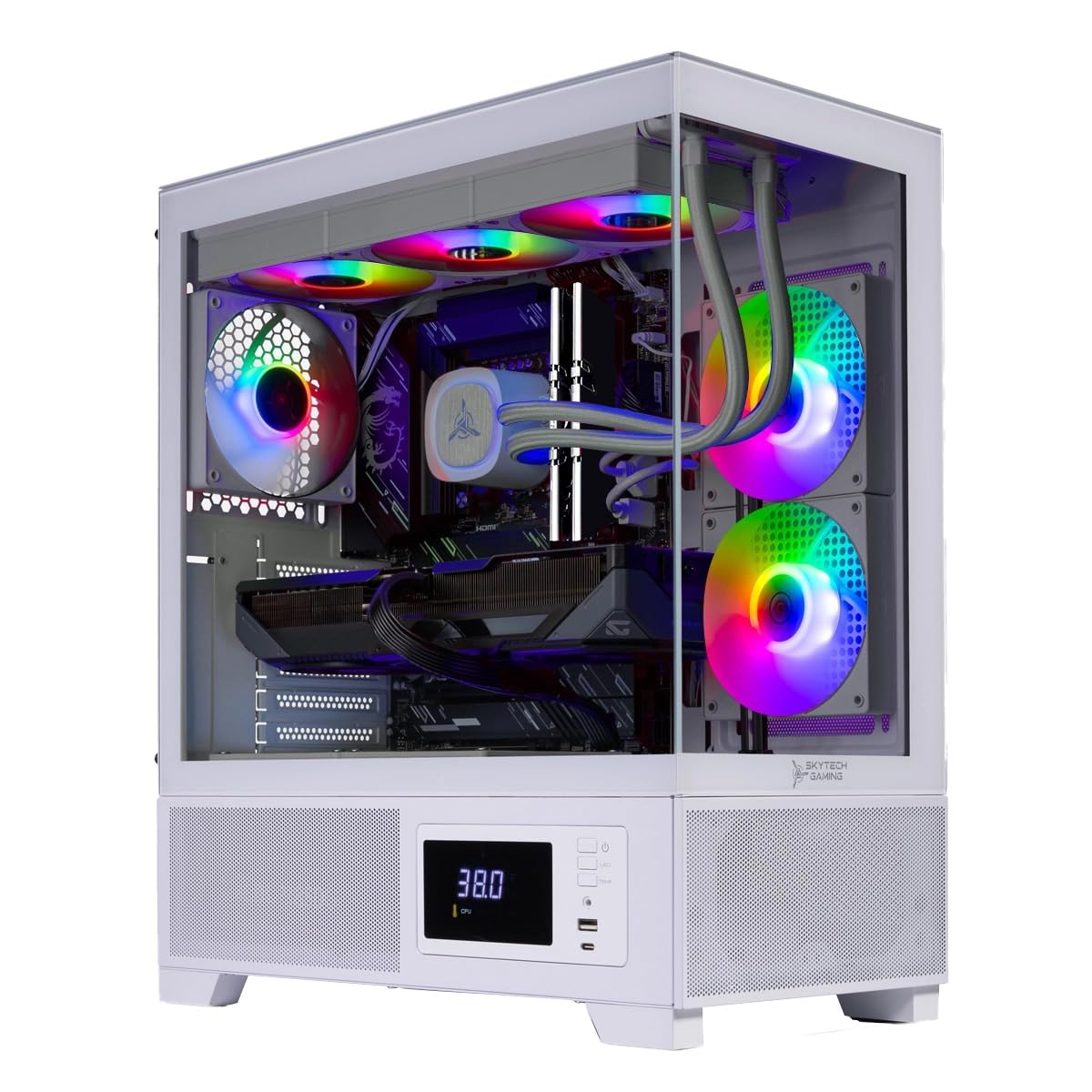 Skytech Gaming Azure 3 Plus Gaming PC, AMD Ryzen 7 7700X 4.5GHz, NVIDIA RTX 5070 12GB, 1TB Gen4 NVMe SSD, 32GB DDR5 RAM 5600, 850W Gold ATX 3 PSU, 360 ARGB AIO, Wi-Fi, Win 11, Desktop