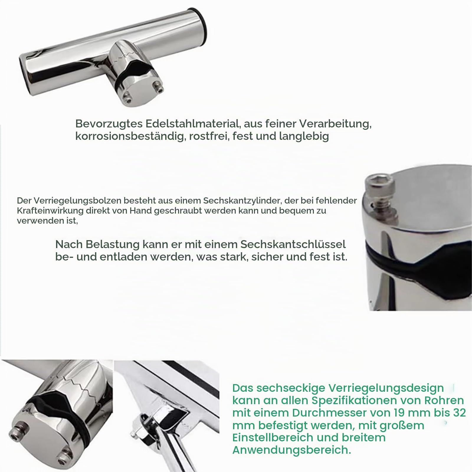 NEWFUN Rutenhalter boot, Angelrutenhalter Boot, Edelstahl-Halter für Marine-Rutenhalter, Offshore- und Yacht-Angelruten, 19 mm bis 25 mm Führung