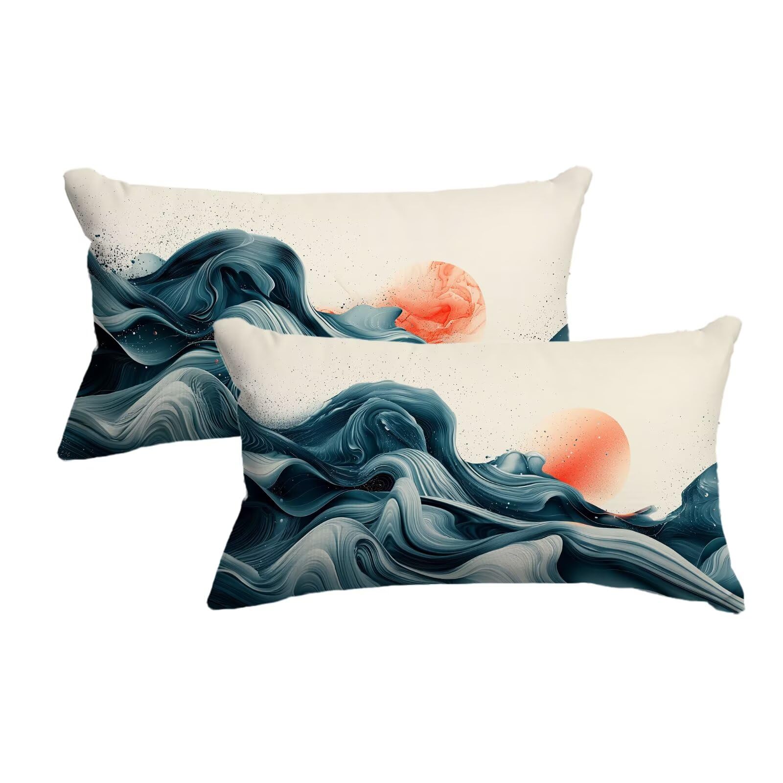 Housse de coussin paysage bleu 40x80 pour rénover vos vieux oreillers de salon