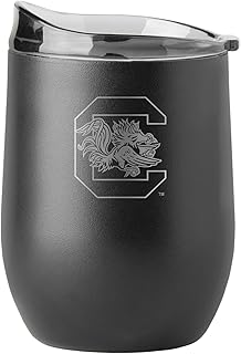 Logo Brands NCAA South Carolina Gamecocks 16oz Black Etch Powder Coat Curved Beverage Tumbler - Double-Wall Insulation, Non-Slip Silicone Base, Keeps Drinks Hot or Cold