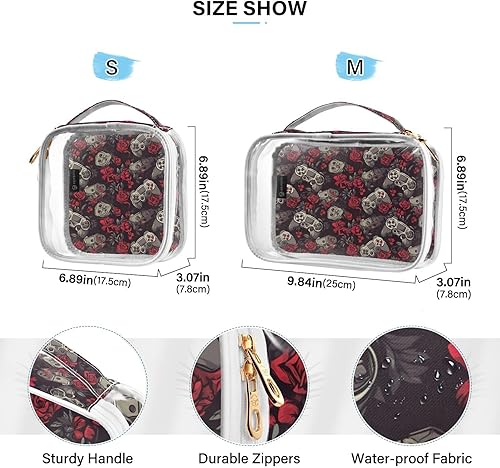 Miniatura 4 de Bolsa de aseo transparente para viajes, paquete de 2 bolsas de cosméticos de maquillaje con cremallera, bolsa de viaje para artículos de tocador,