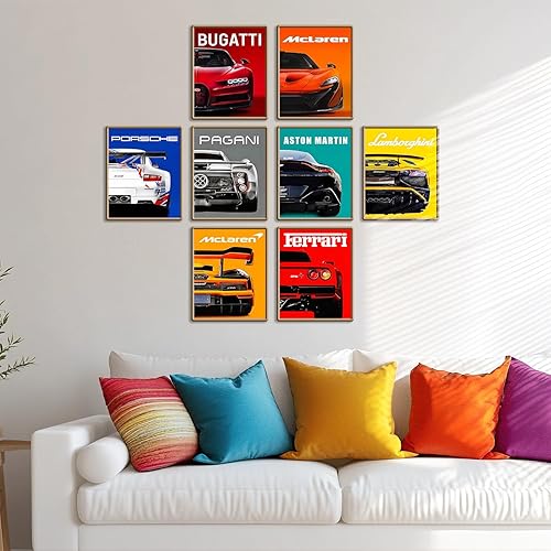 Miniatura 5 de CSLGQGV Póster de auto vintage de carreras, arte de pared de superdeportivo, impresiones en lienzo para hombres, habitación, habitación, estética,