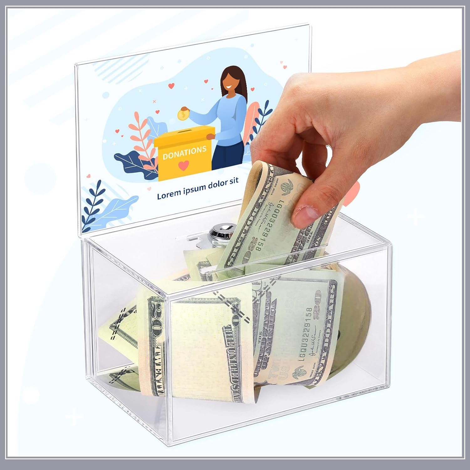 Tuanse 4 Pcs Acrylic Donation Box with Lock and Sign Holder Tip Jar Raffle Ticket Box Clear Ballot Boxes for Fundraising Voting Suggestion Collection School 6.1 x 4.3 x 3.8 Inch (Clear)