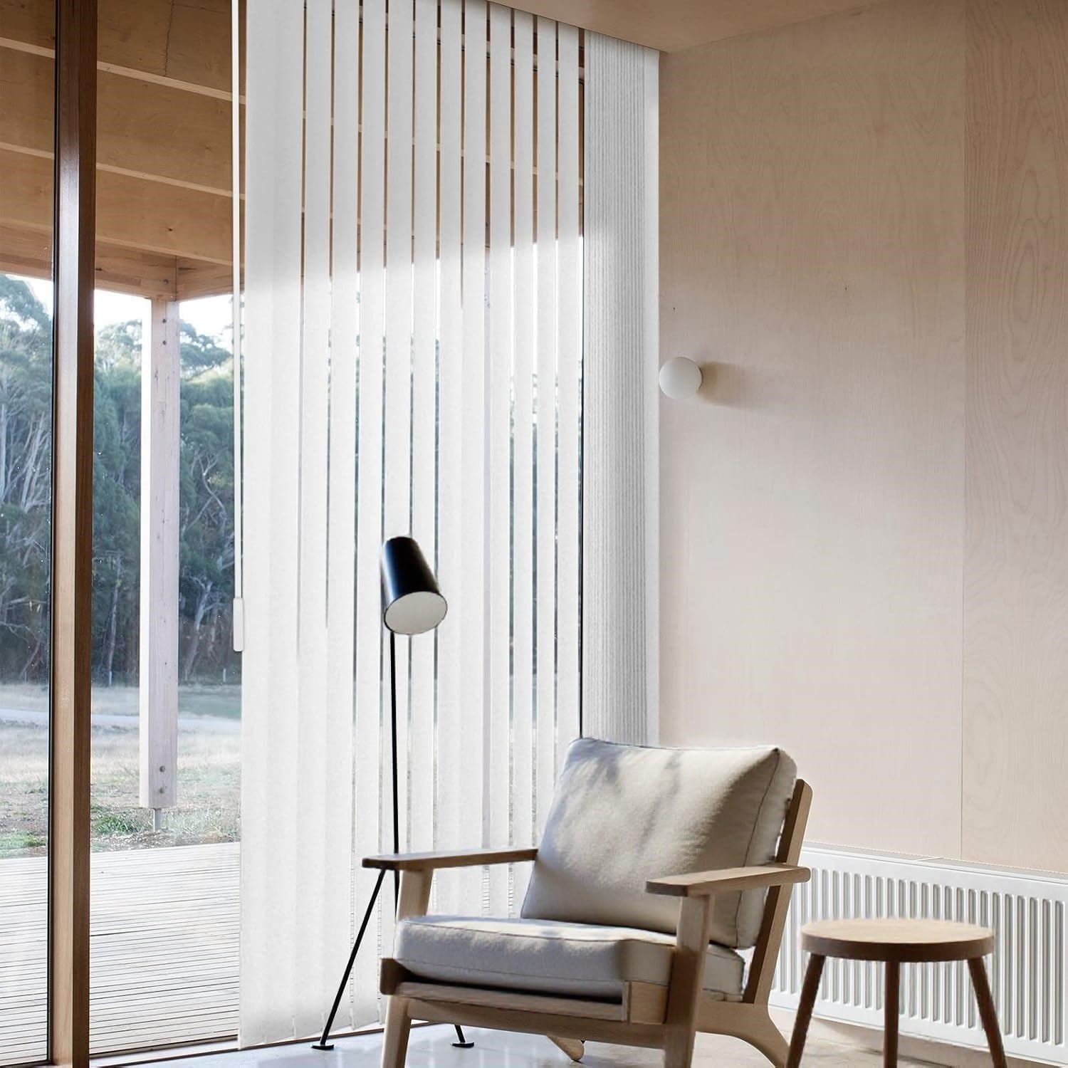 Cordless Vertical Blinds, Sliding Door and Window Curtains, Blackout Curtains, Privacy Curtains, Vertical Blinds for Doors, Sliding Curtains White 96" Wx58 H