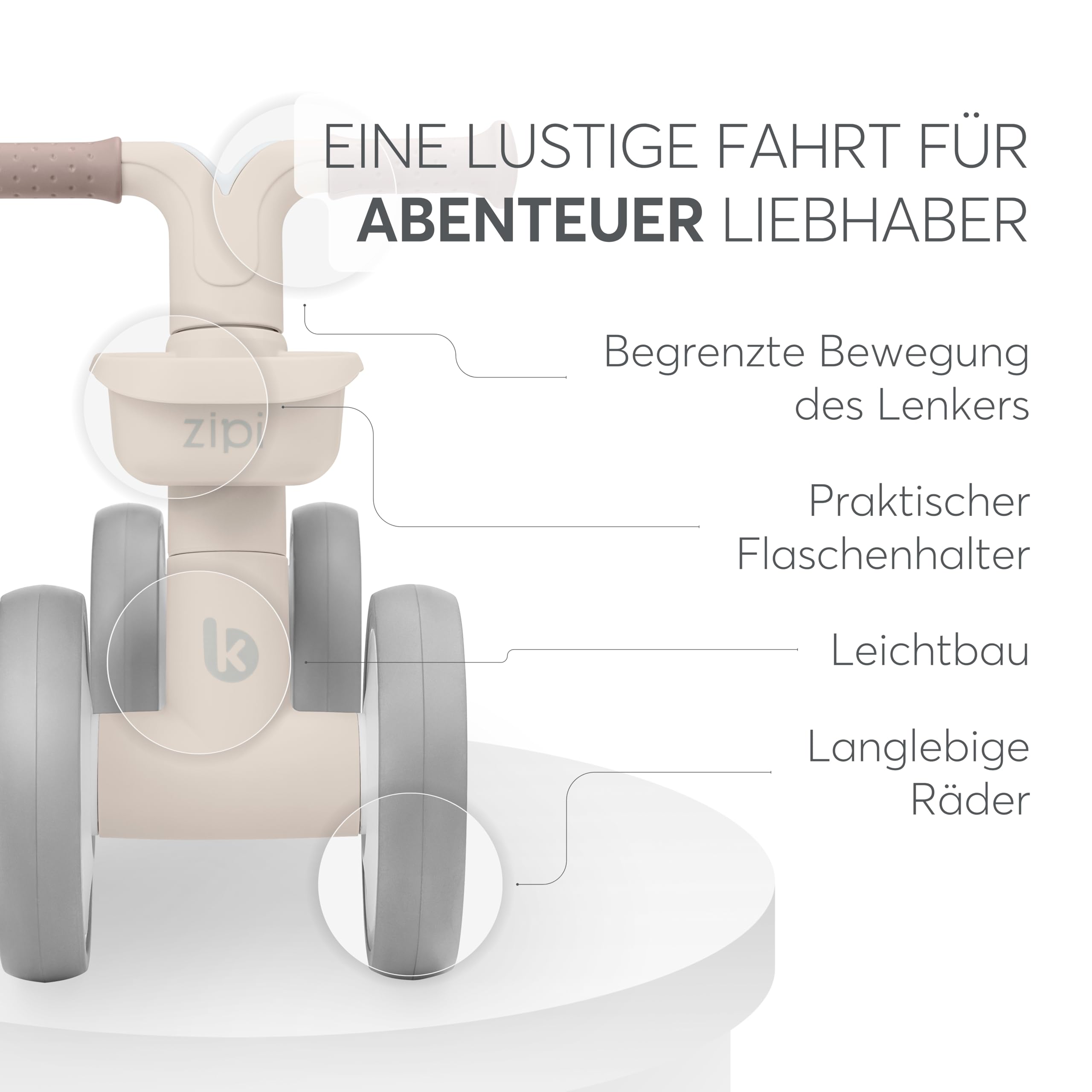 KikkaBoo ZIPI Fahrrad Ohne Pedale, Laufrad mit Korb, Einstellbar, Kinderspielzeug, Baby-Geschenk
