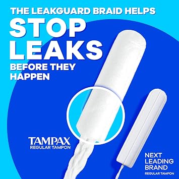 سدادات قطنية لؤلؤية مدمجة من تامباكس للنساء، عبوة متعددة، مع جديلة LeakGuard وأداة تطبيق قابلة للتمديد، عادية/فائقة الامتصاص، أداة تطبيق مدمجة قابلة للتمديد، غير معطرة، 45 عدد
