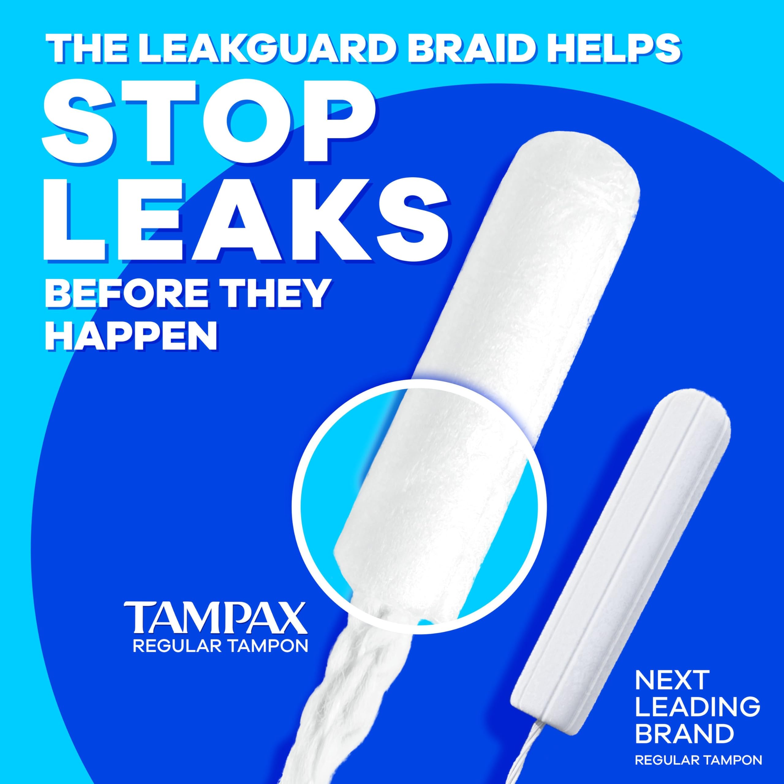Tampax Compact Pearl Tampons, with LeakGuard Braid & Extendable Applicator, Super Absorbency, Compact Extendable Applicator, Unscented, 16 Count (Packaging May Vary)
