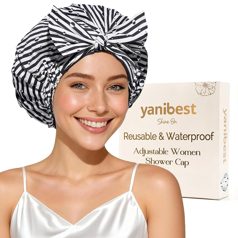 Touca de banho reutilizável YANIBEST em nylon impermeável com ajuste por laço