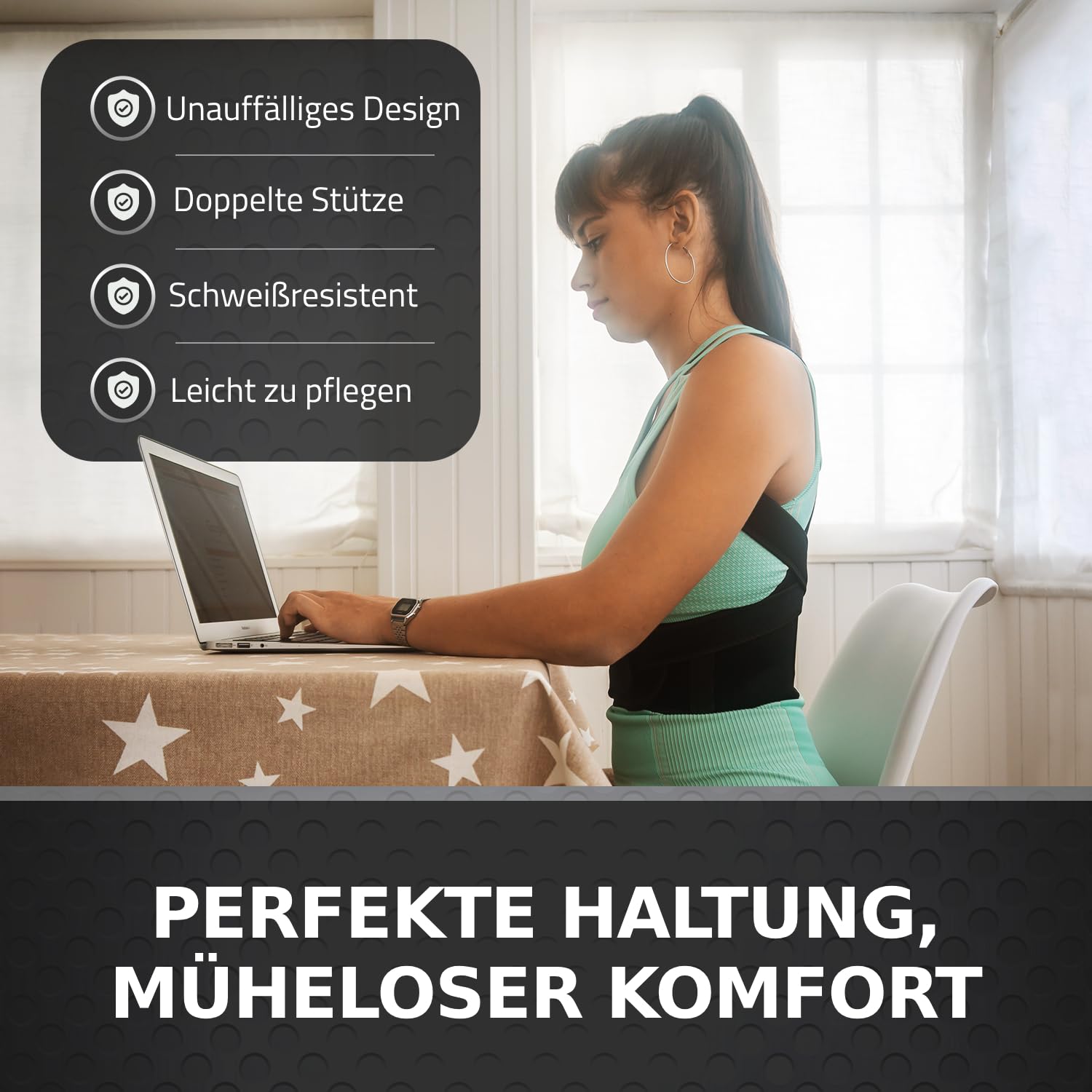 Roar® Haltungstrainer Damen Herren – Rückengurt Haltung, Geradehalter Rücken, Hohlkreuz Korrektur, Körperhaltung Korrektur – Haltungskorrektur