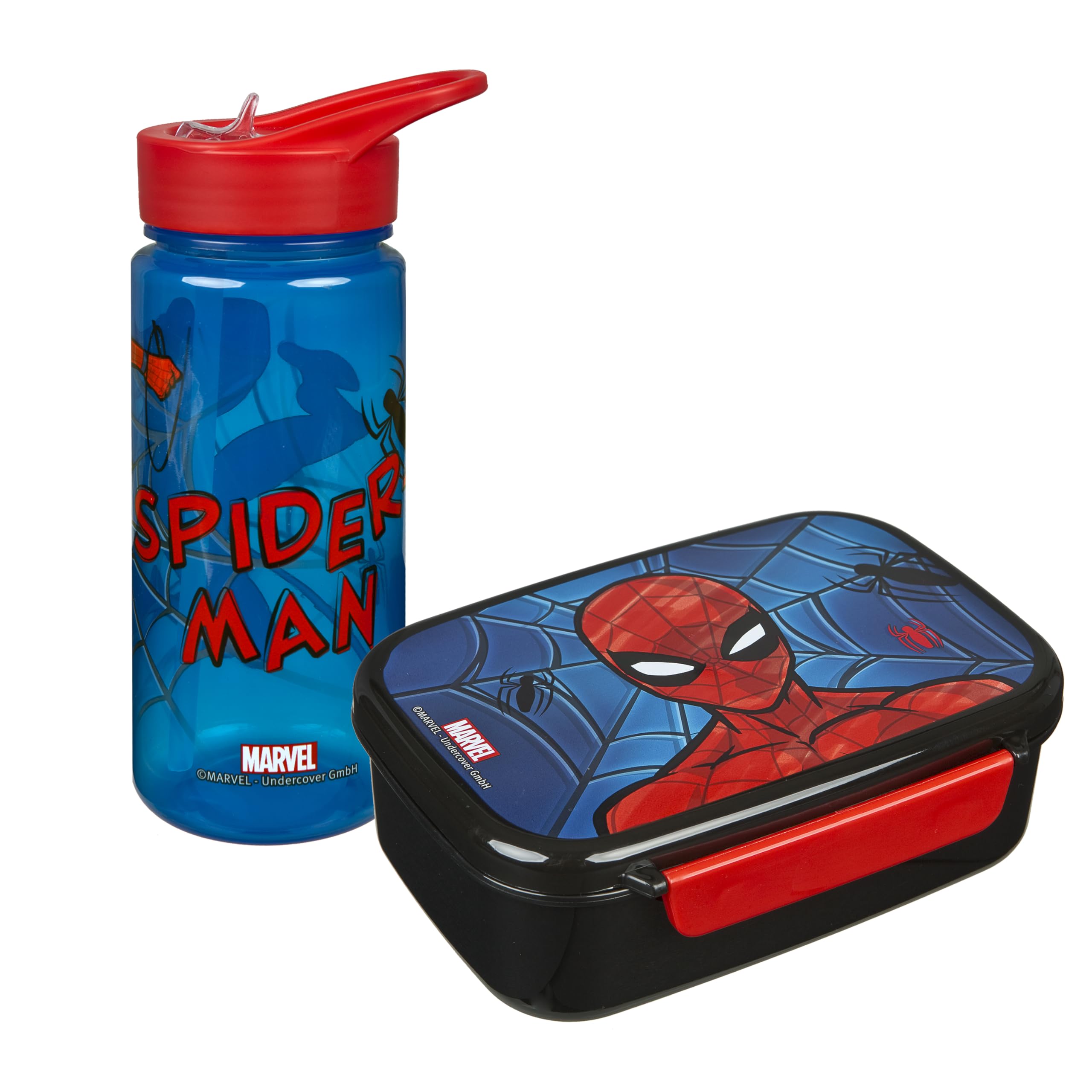 Scooli - Spider Man Children's Crockery Gift Set - Set Consisting of Lunch Box and Water Bottle - Ideal for School or Nursery - from 4 Years - Made of Plastic - BPA Free