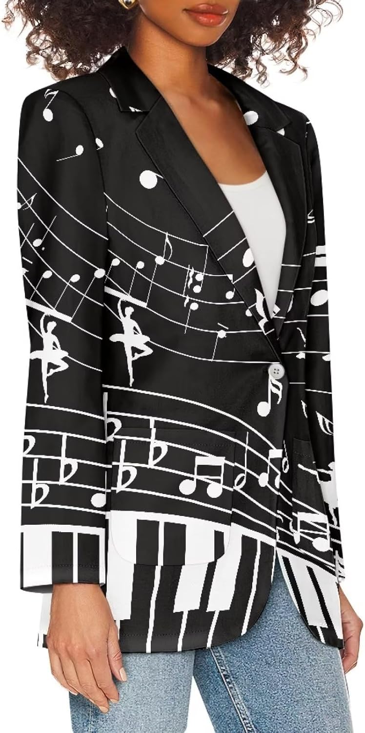 POLERO Women's Long Sleeve Blazer Cute Open Front Cardigan Office Work Suit Jackets with Pockets