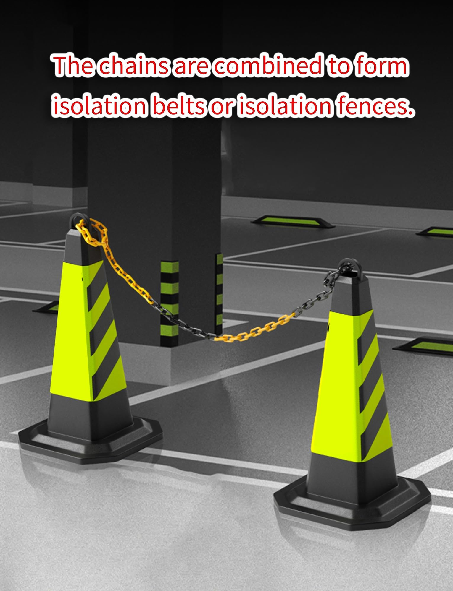Lot de 2 cônes de sécurité routière, cônes de stationnement avec poignée, cônes de construction for colonne d'avertissement de circulation for allée(90x45cm)